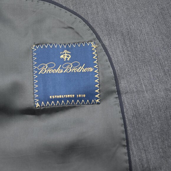 PRISTINE Brooks Brothers Custom Made Gray Fine Herringbone Wool Suit 44Xl 38W - Picture 3 of 11